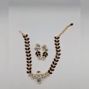 Vintage Monet Black and Gold Jewelry Set